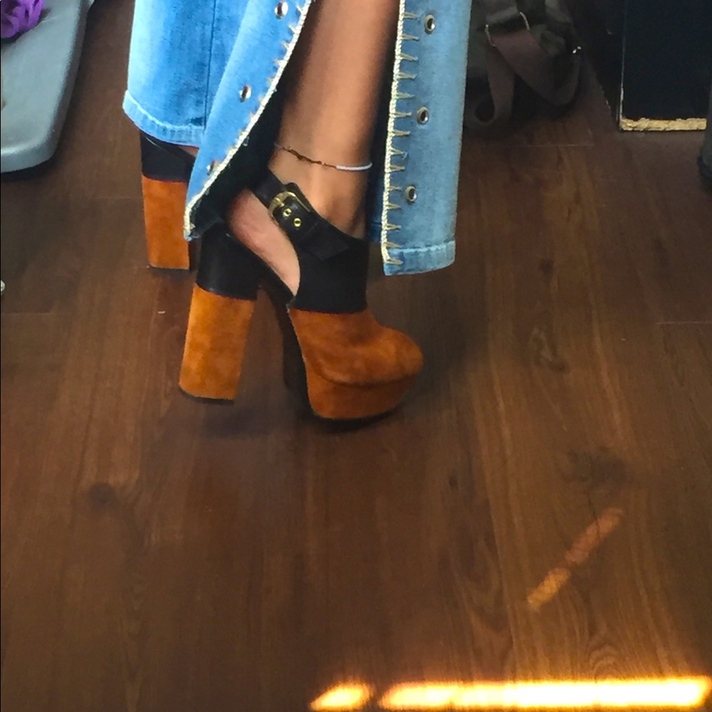 Suede platform heels